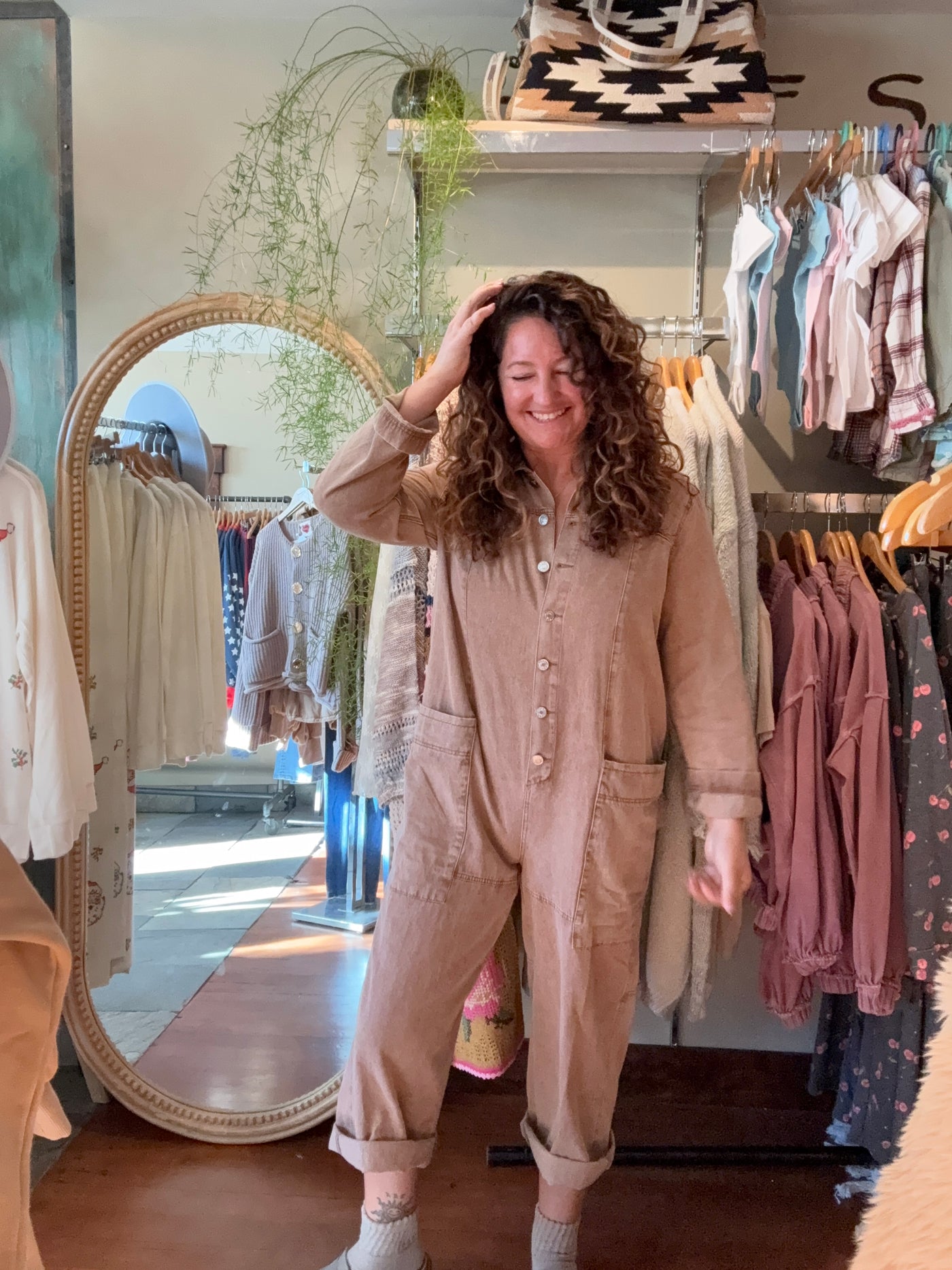 Washed Vintage Relaxed Button Jumpsuit