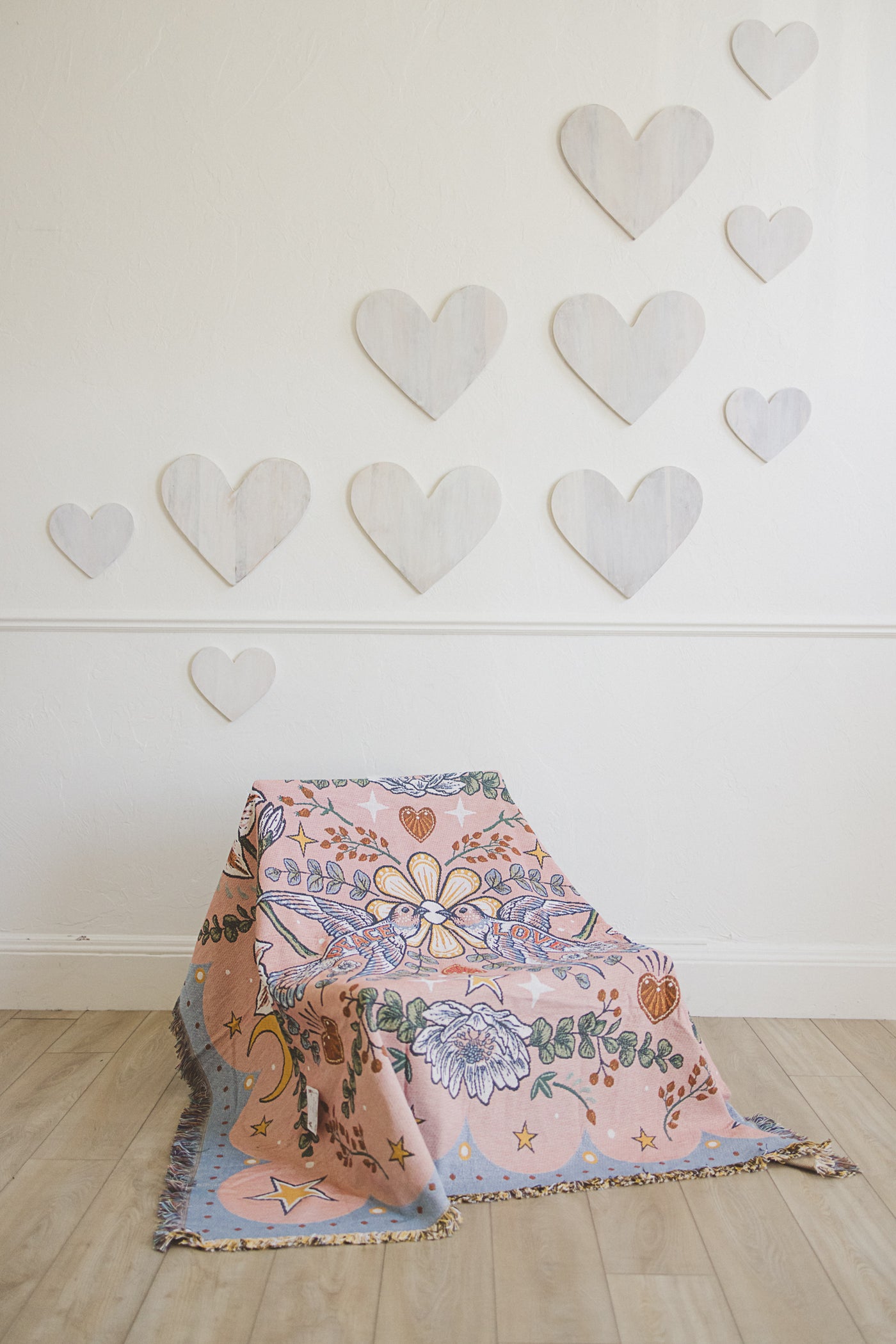 LOVE BIRDS WOVEN COTTON THROW by Denim & Bone