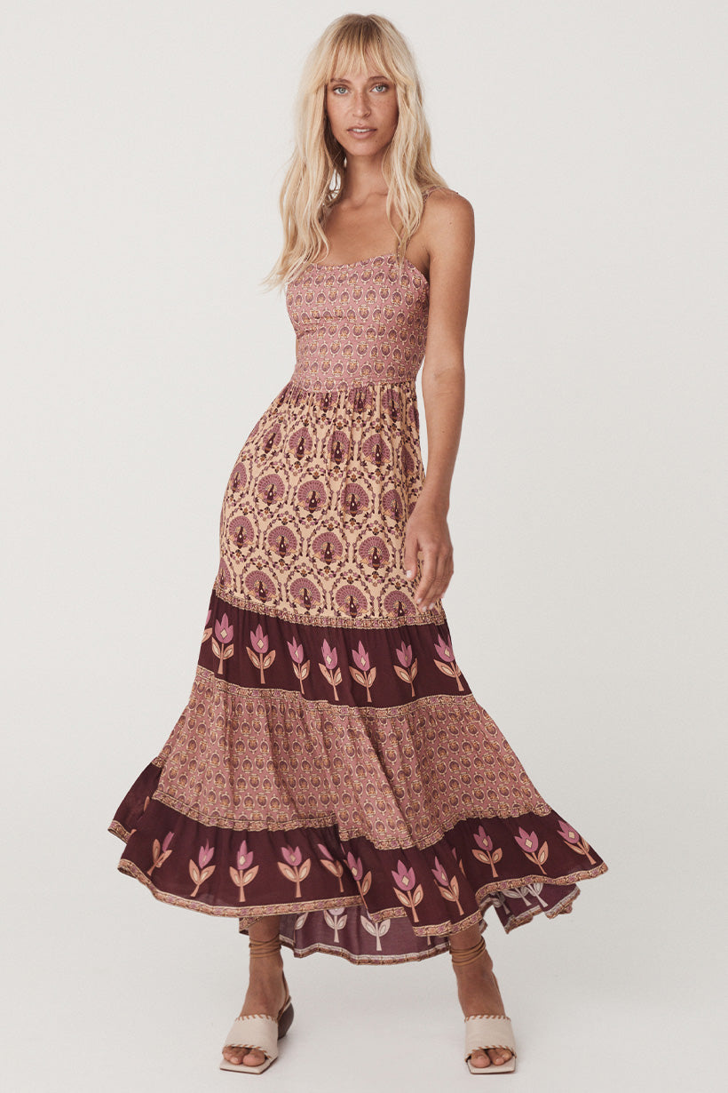 CHÂTEAU QUILTED STRAPPY MAXI DRESS