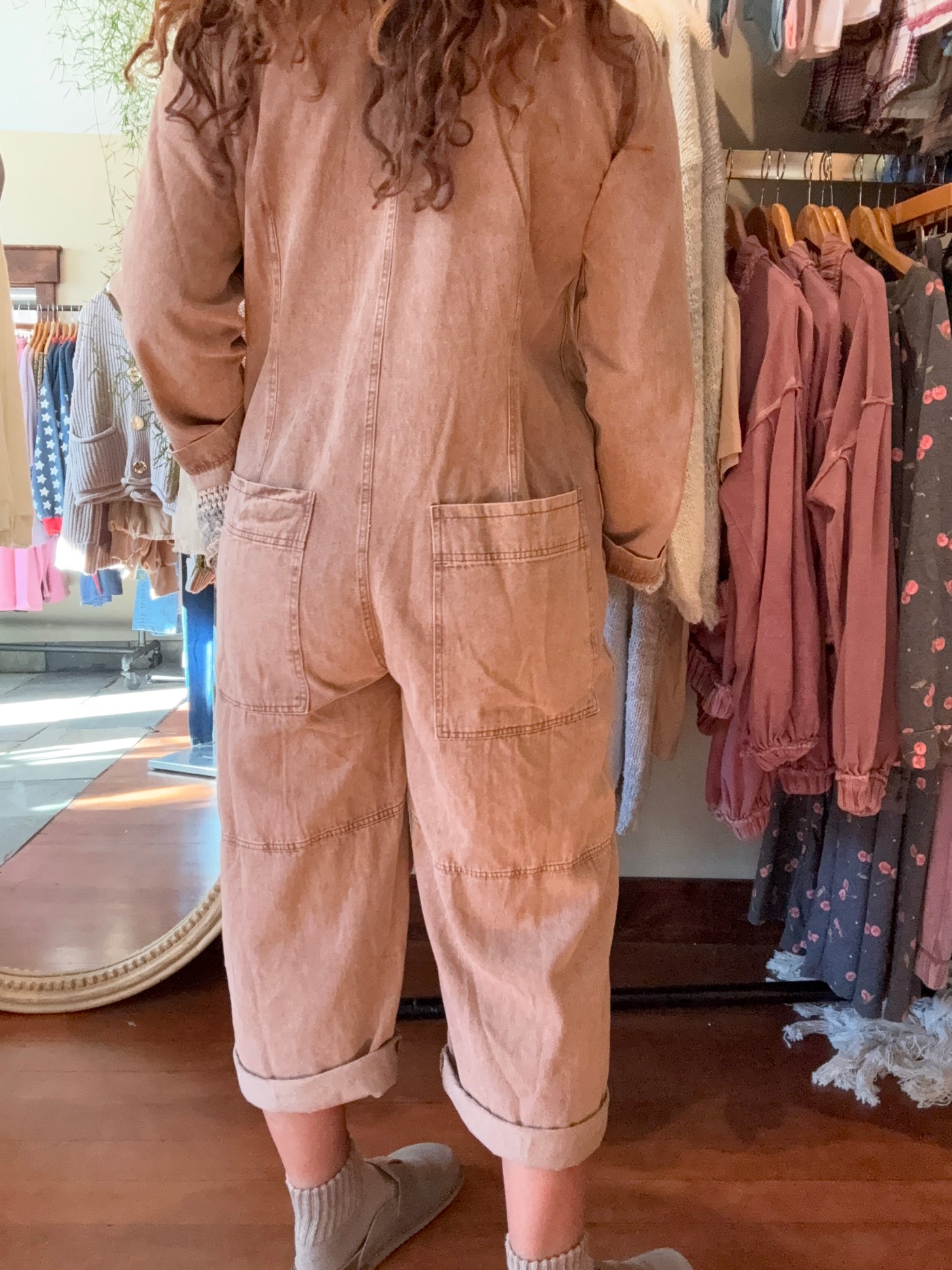 Washed Vintage Relaxed Button Jumpsuit