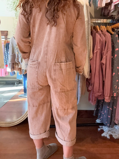 Washed Vintage Relaxed Button Jumpsuit