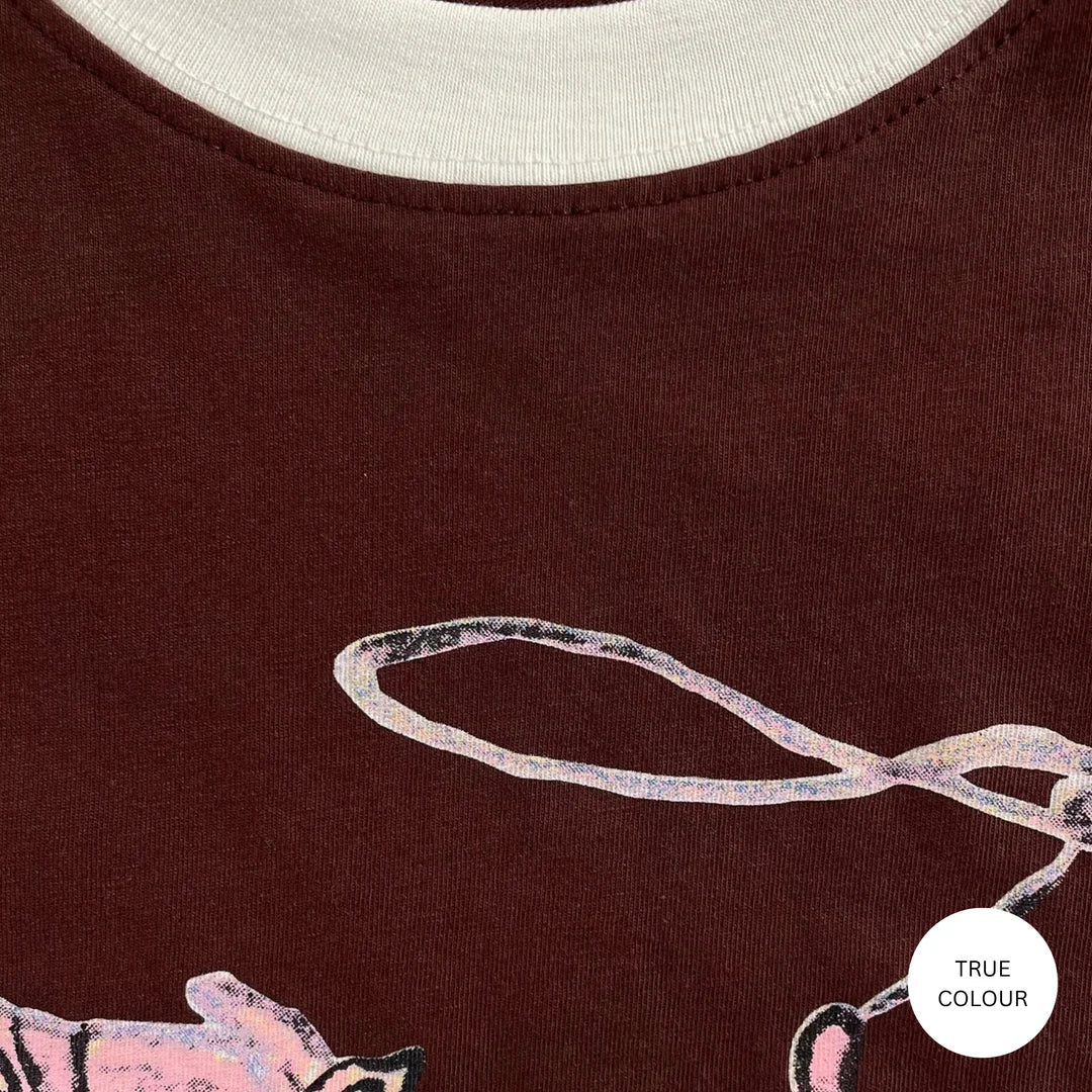 LThe Very Oversized Yeehaw Tee - Chocolate With White Trim