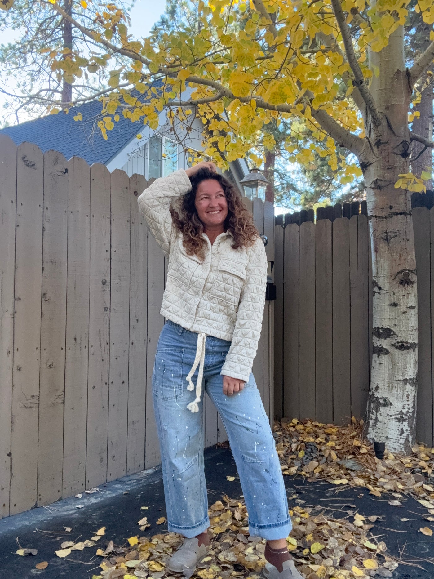 Paint Night vintage wash barrel jeans