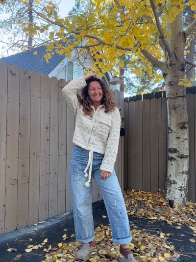 Paint Night vintage wash barrel jeans