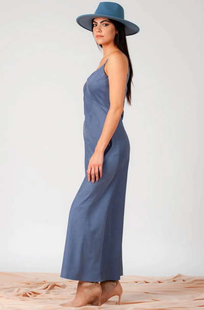 Jen Slip Dress in Denim Blue