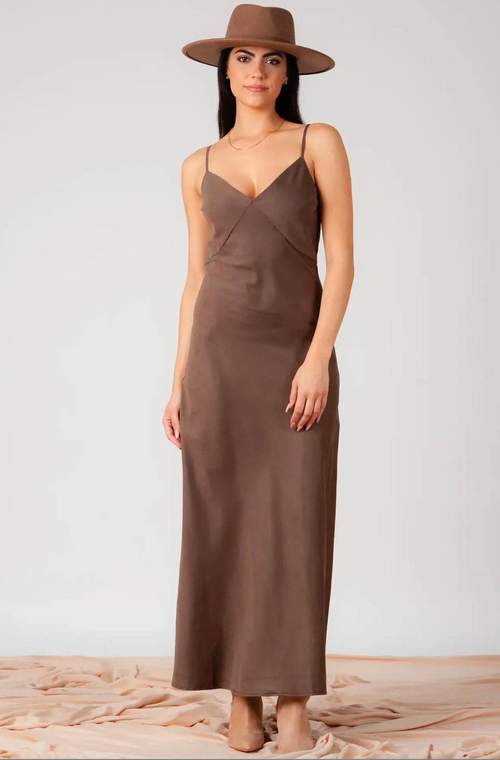 Jen Slip Dress in Desert Sand