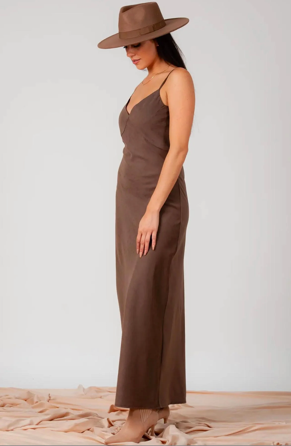 Jen Slip Dress in Desert Sand