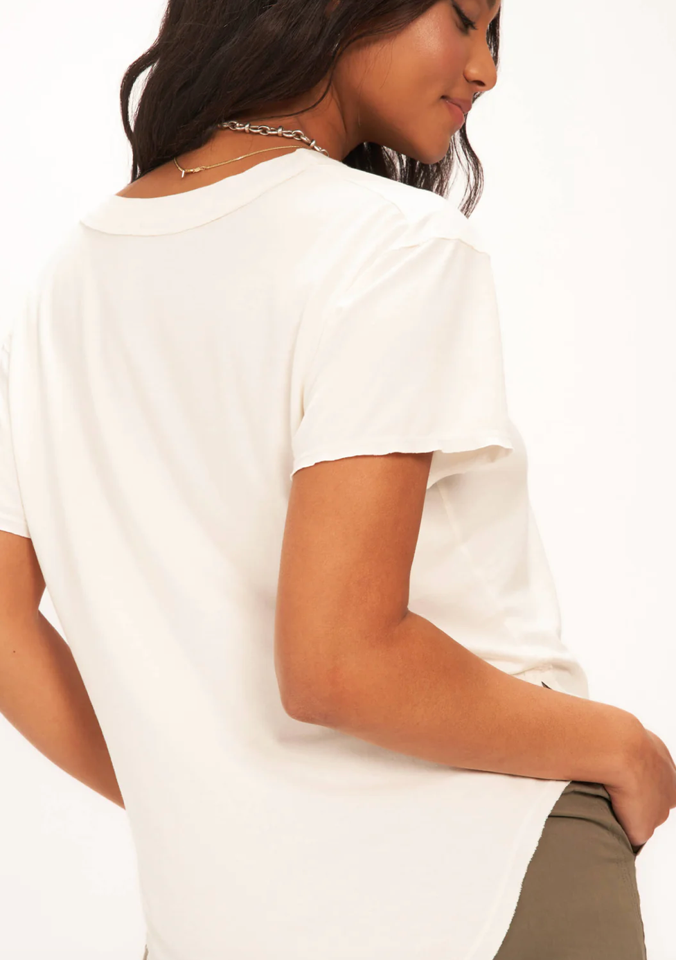 Jade Easy Fit Mineral Washed Tee in Washed White