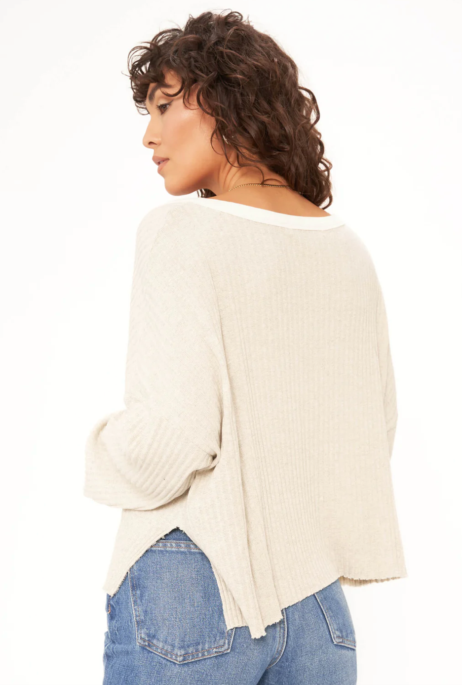 Getaway Notch Neck Sweater Rib Pullover