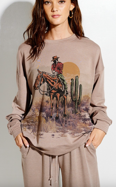 Desert rodeo print soft sweatshirt set