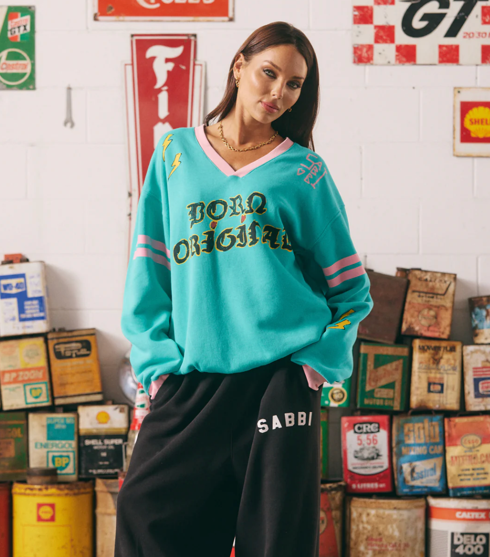 The Born Original v neck Diego jumper In Teal ***pre order!