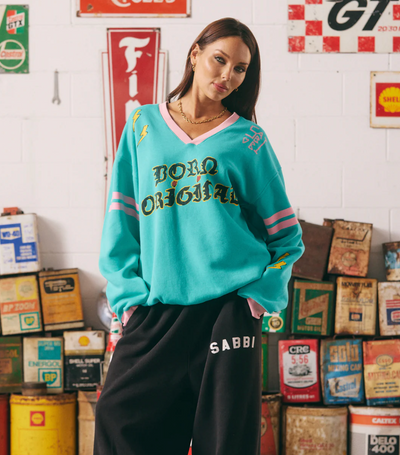 The Born Original v neck Diego jumper In Teal ***pre order!