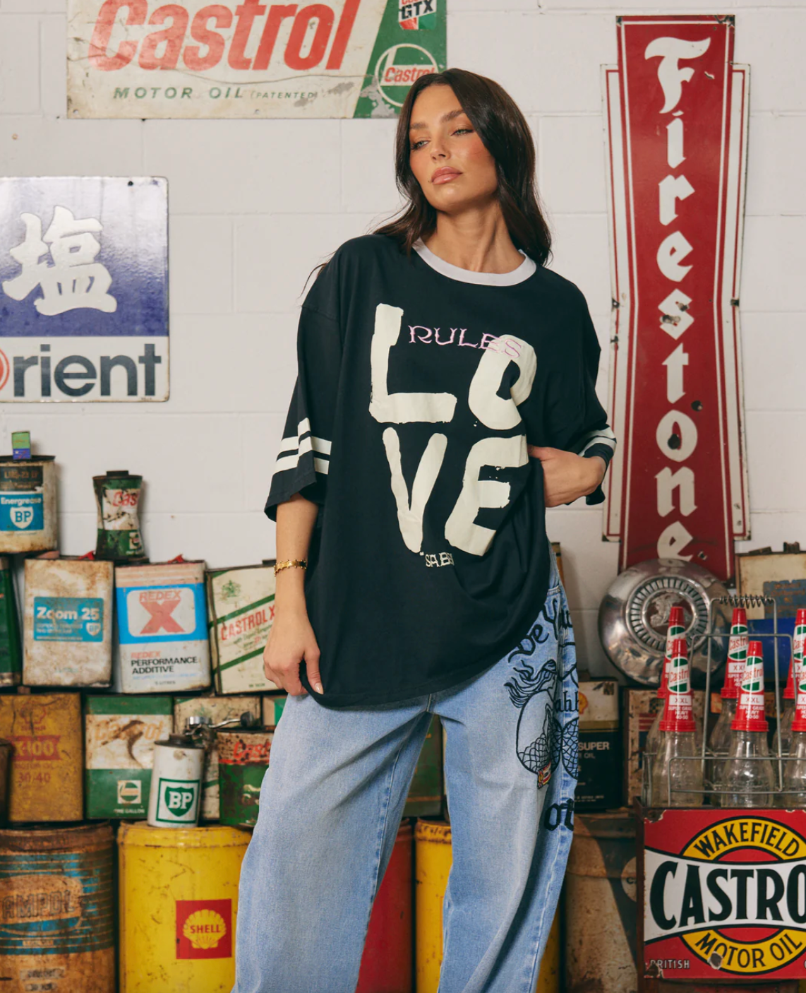 The Very Oversized Love Revolution Tee In Black