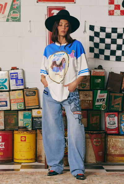 The Boyfriend Fit Pony Club Tee - Blue