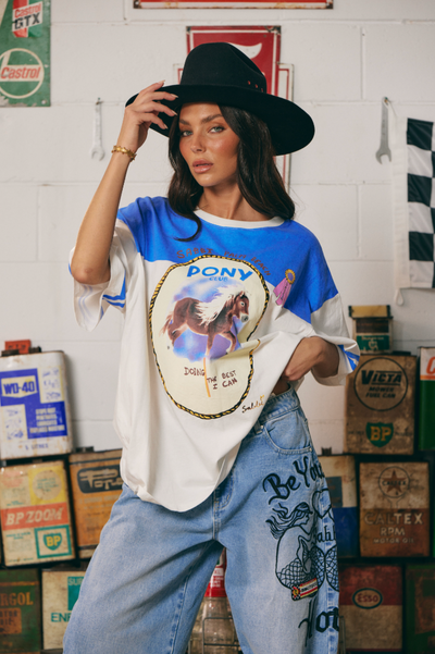 The Boyfriend Fit Pony Club Tee - Blue