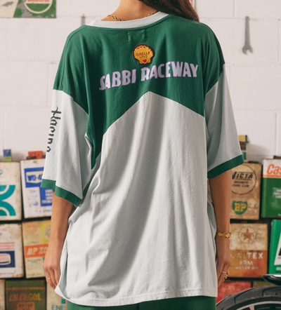 The Very Oversized Mermaid Racing Tee - Sky & Green
