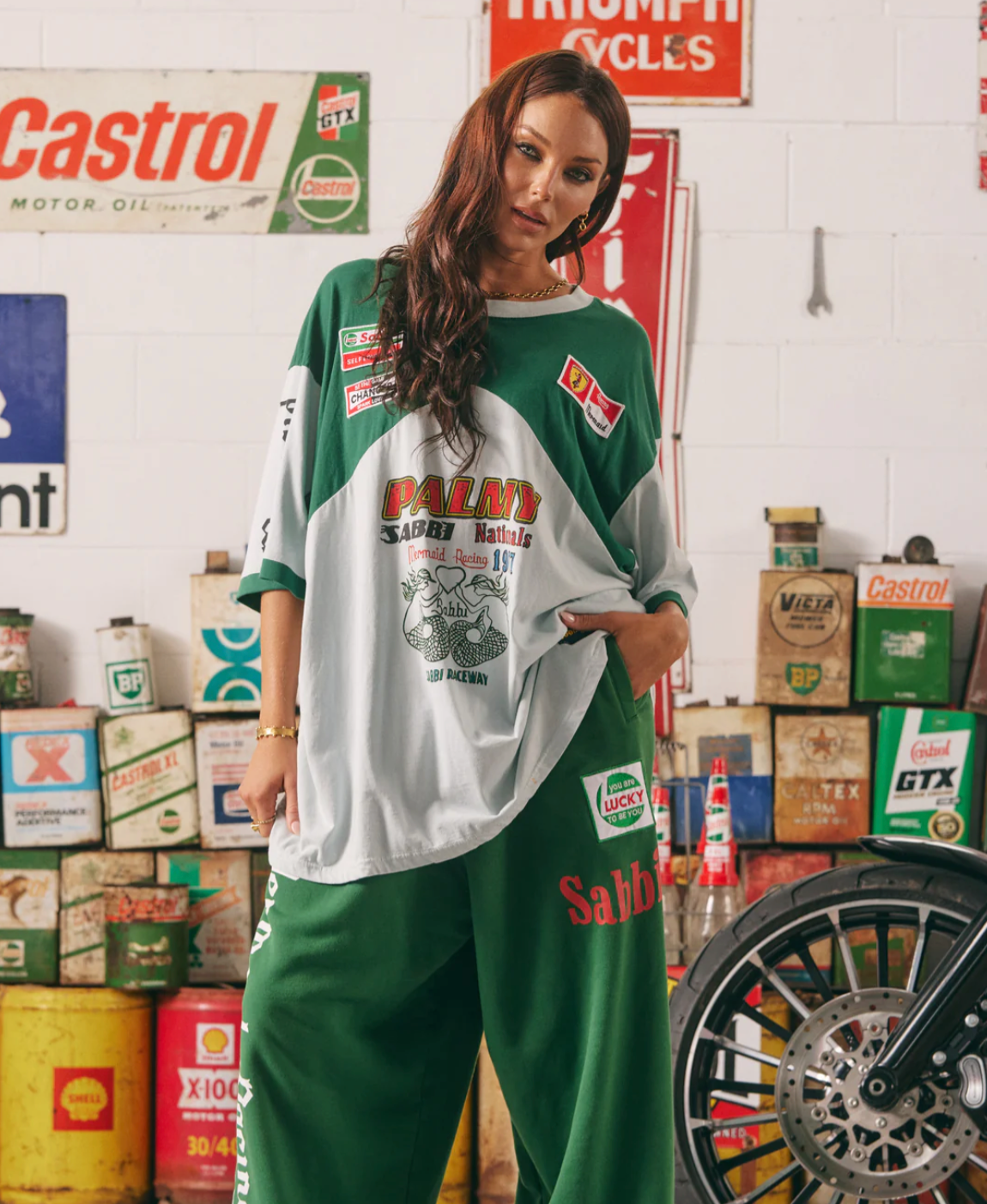 The Very Oversized Mermaid Racing Tee - Sky & Green
