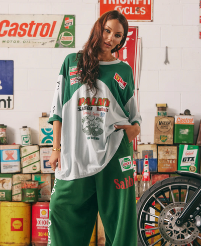 The Very Oversized Mermaid Racing Tee - Sky & Green
