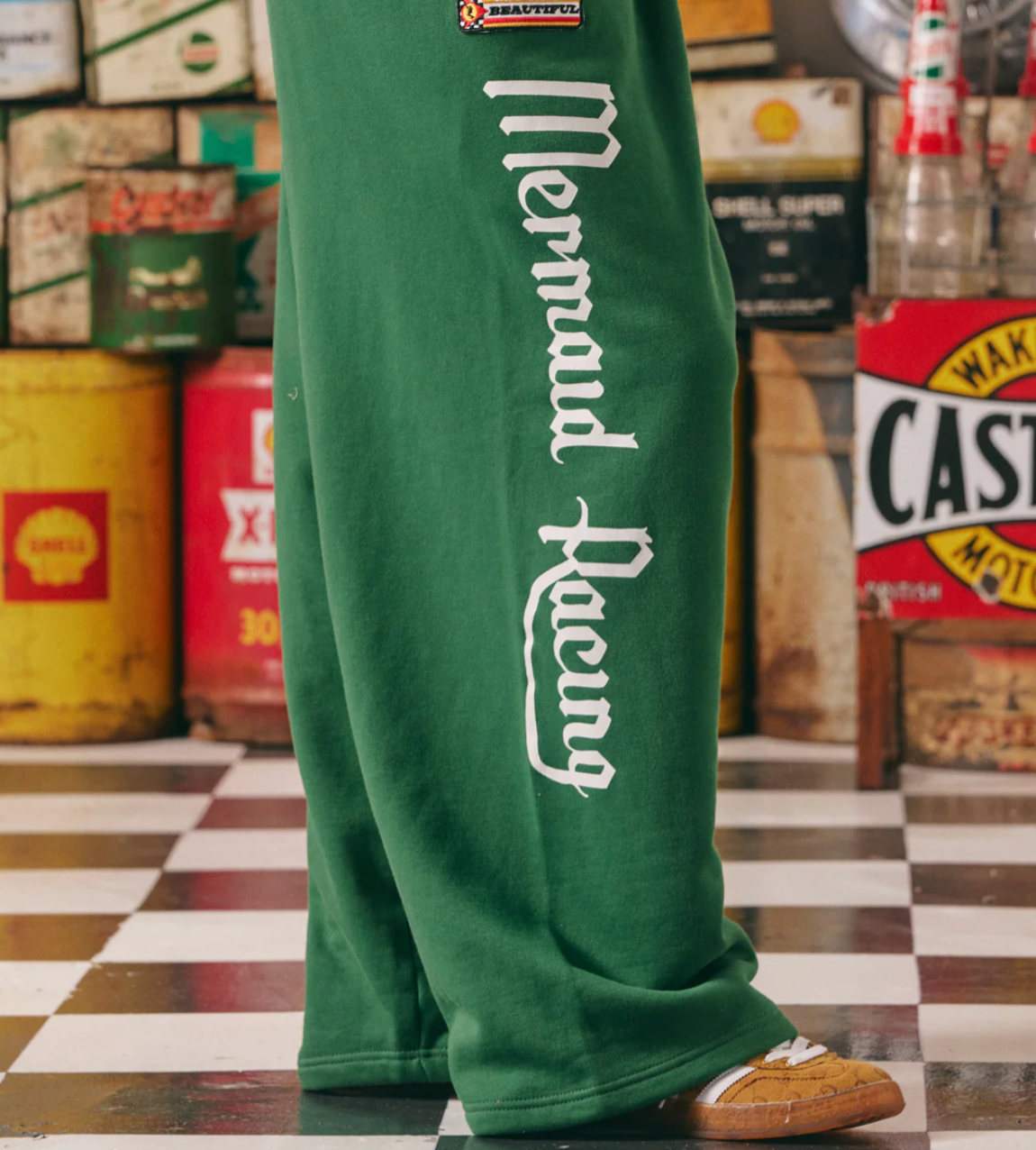 Wide Leg Sweat Pants - Mermaid Racing - Green