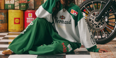 Wide Leg Sweat Pants - Mermaid Racing - Green