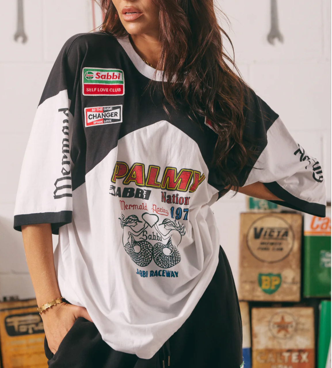 The Very Oversized Mermaid Racing Tee - Black & White