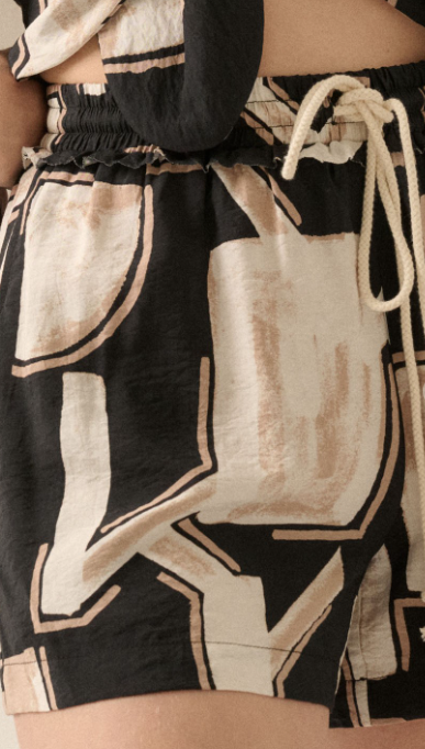 Abstract-print Woven Drawstring Pocket Shorts