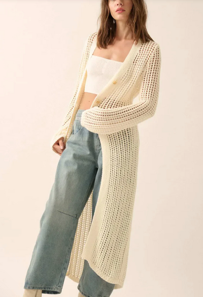 Beautiful Truth Crochet Knit Duster Cardigan