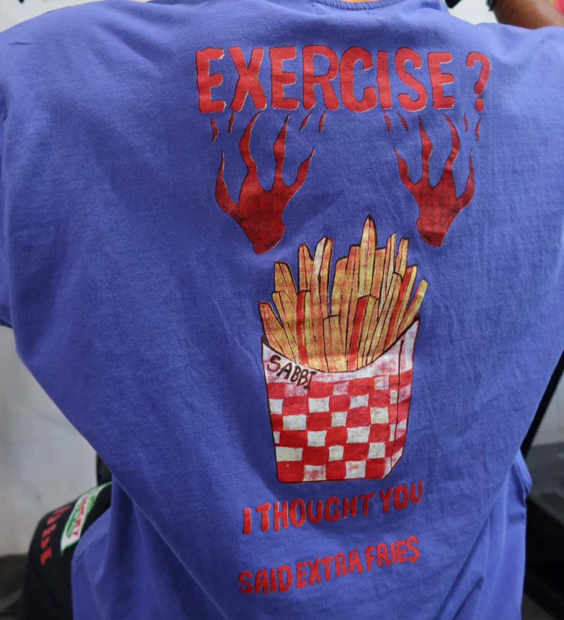 The Very Oversized Extra Fries Gym Tee - Blue