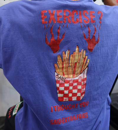 The Very Oversized Extra Fries Gym Tee - Blue
