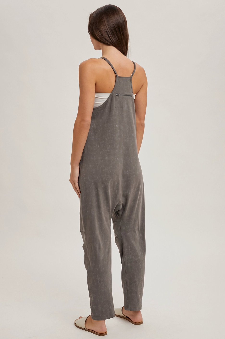 Sleeveless V-Neck Onesie Jumpsuit with Pockets