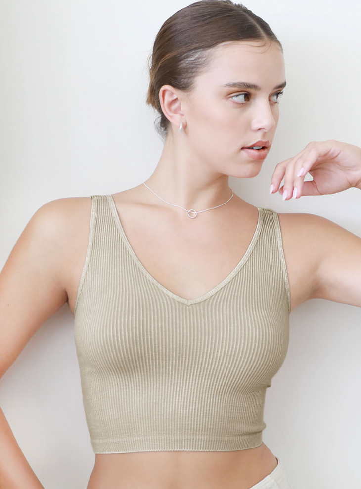 Vintage V Neck Crop Top