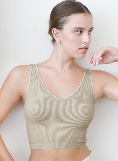 Vintage V Neck Crop Top