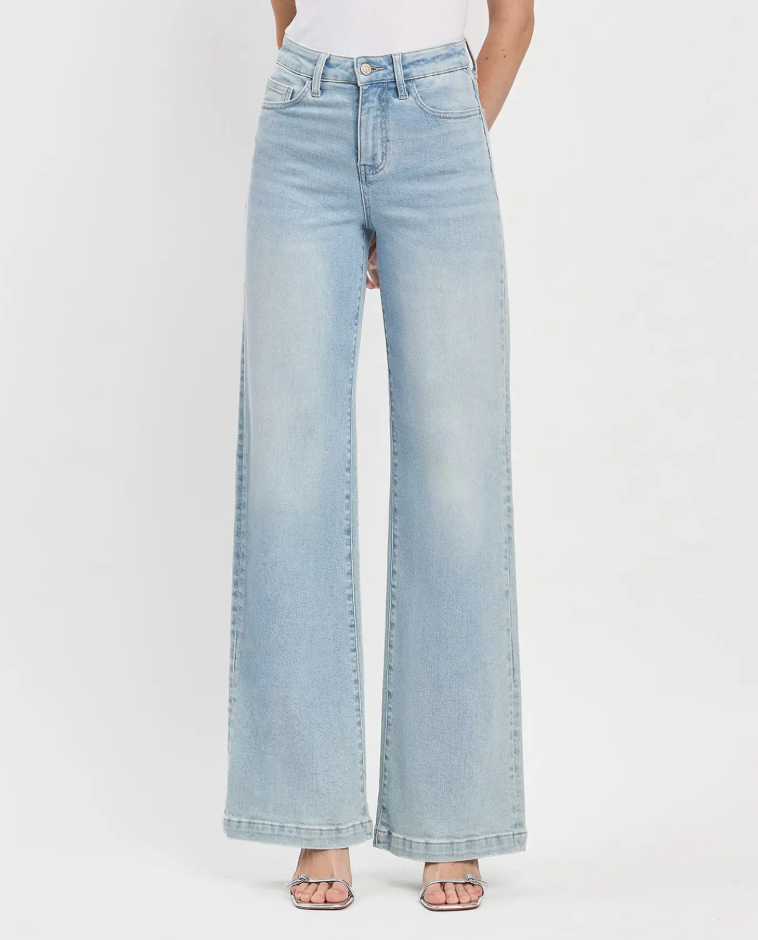 High Rise Full Length Wide Leg Jeans
