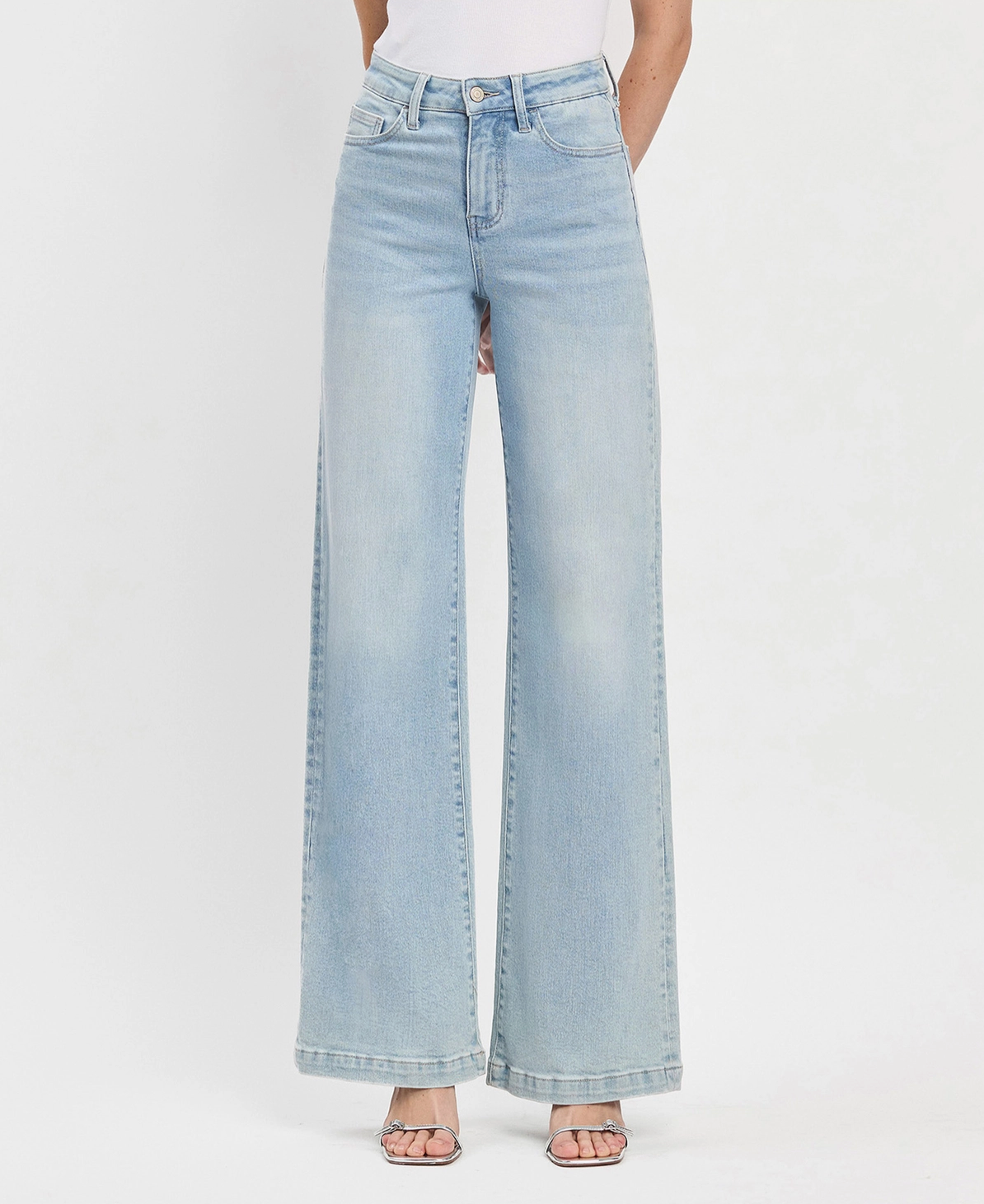 High Rise Full Length Wide Leg Jeans