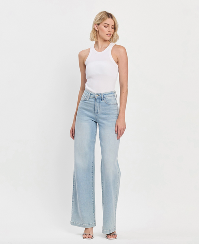 High Rise Full Length Wide Leg Jeans