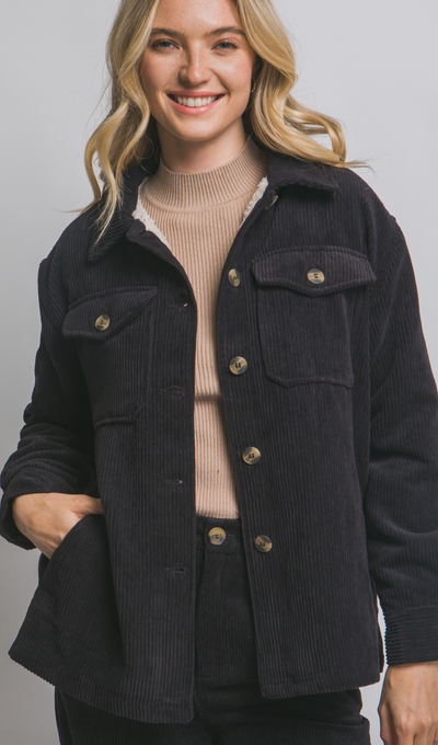 The Woods Corduroy Jacket in Black