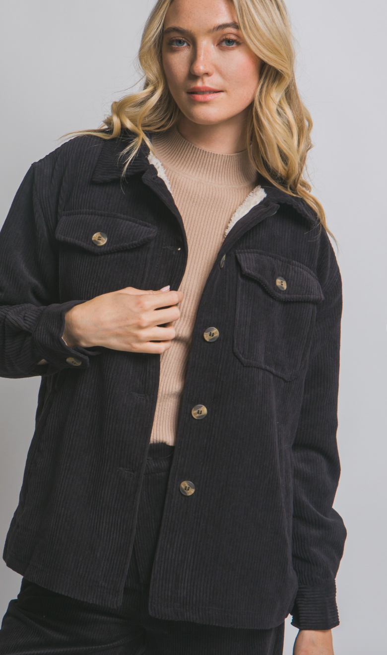 The Woods Corduroy Jacket in Black