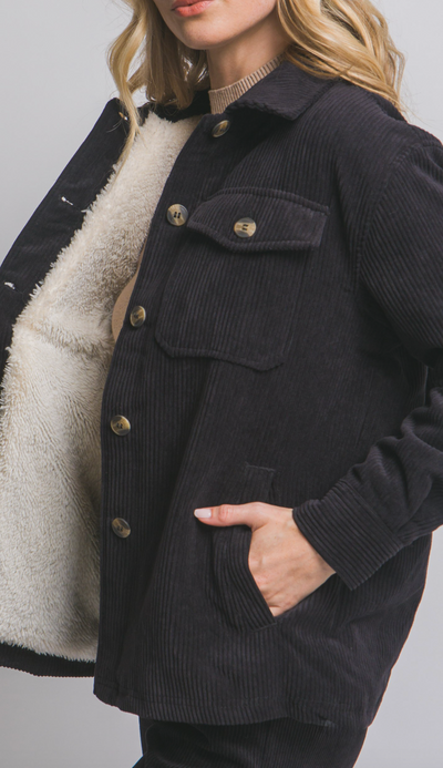 The Woods Corduroy Jacket in Black