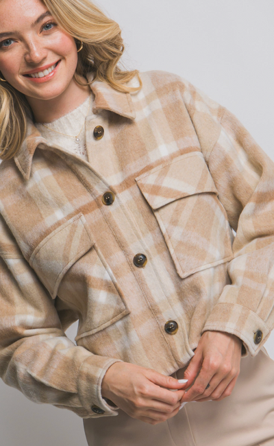 Button-down Short Plaid Shacket