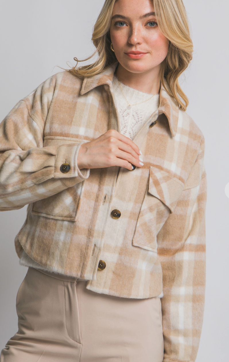 Button-down Short Plaid Shacket