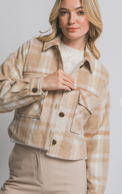 Button-down Short Plaid Shacket