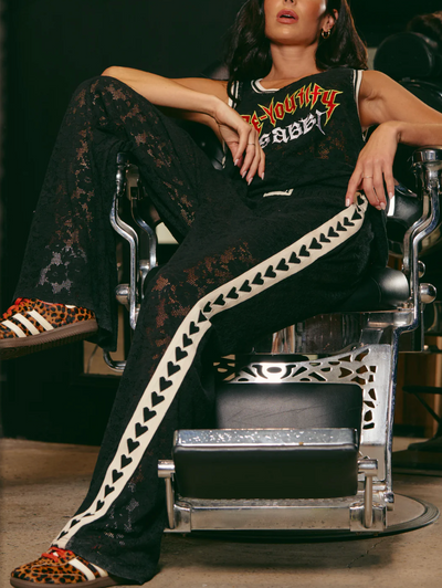 Raving Heart Lace Pants - Black