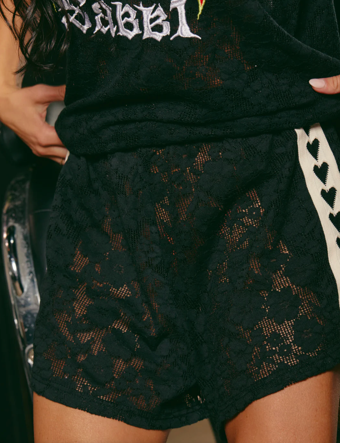 Lace Boxer Shorts - Black
