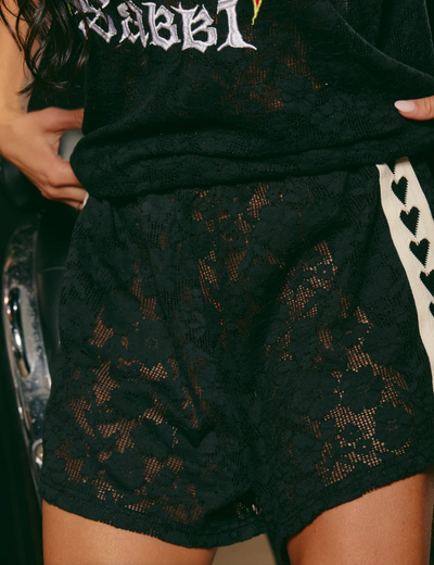Lace Boxer Shorts - Black