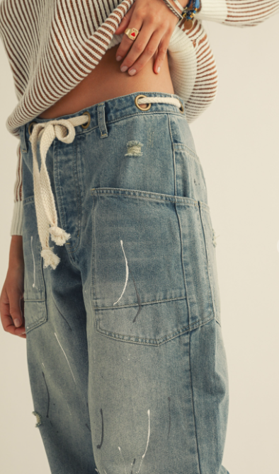 Paint Night vintage wash barrel jeans