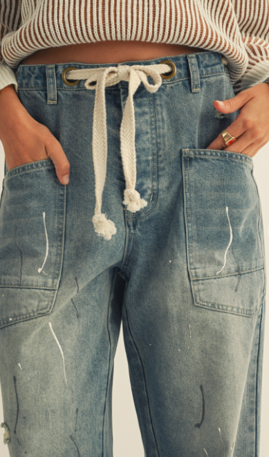 Paint Night vintage wash barrel jeans