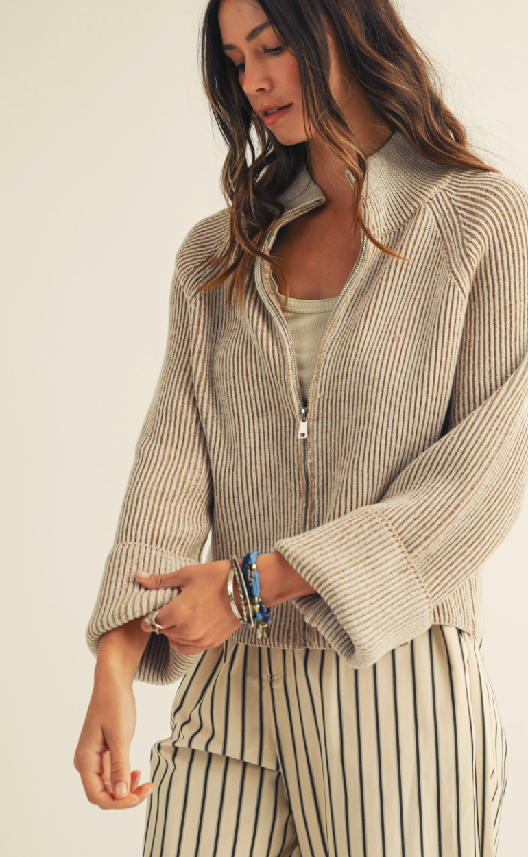 Relaxed Zipper Knit Cadigan