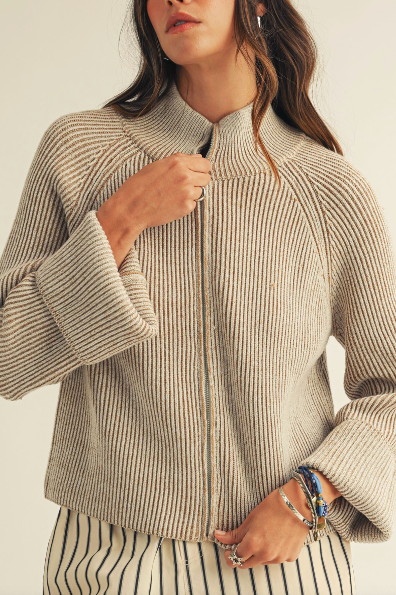 Relaxed Zipper Knit Cadigan