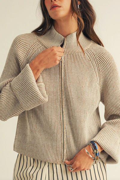 Relaxed Zipper Knit Cadigan