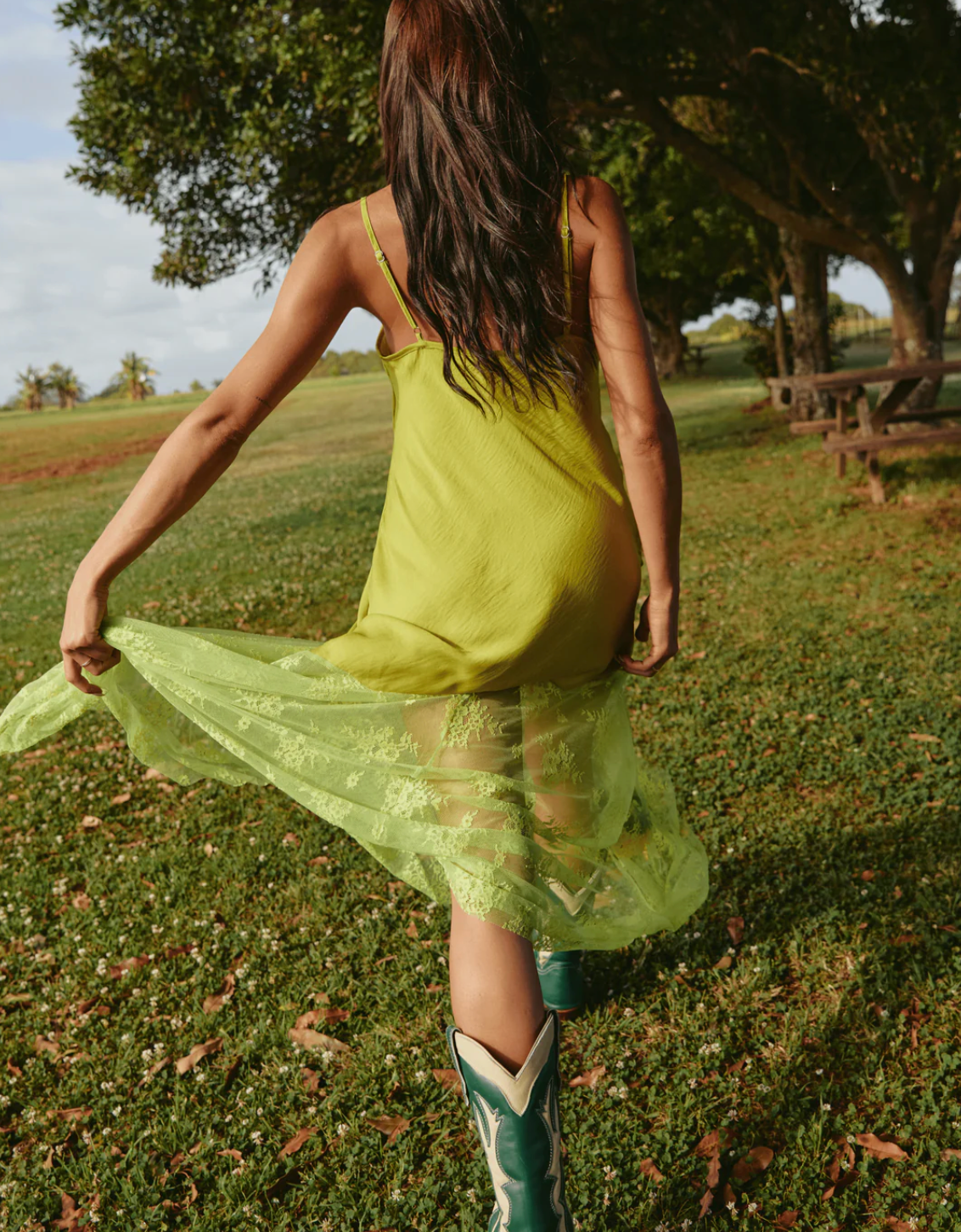 The Lace Maxi Dress - Chartreuse